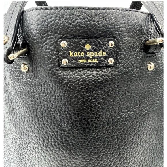 Kate Spade Lg Black Grove Court Thea Leather Tote Polka dot lining and Zip Sides - Picture 5 of 16